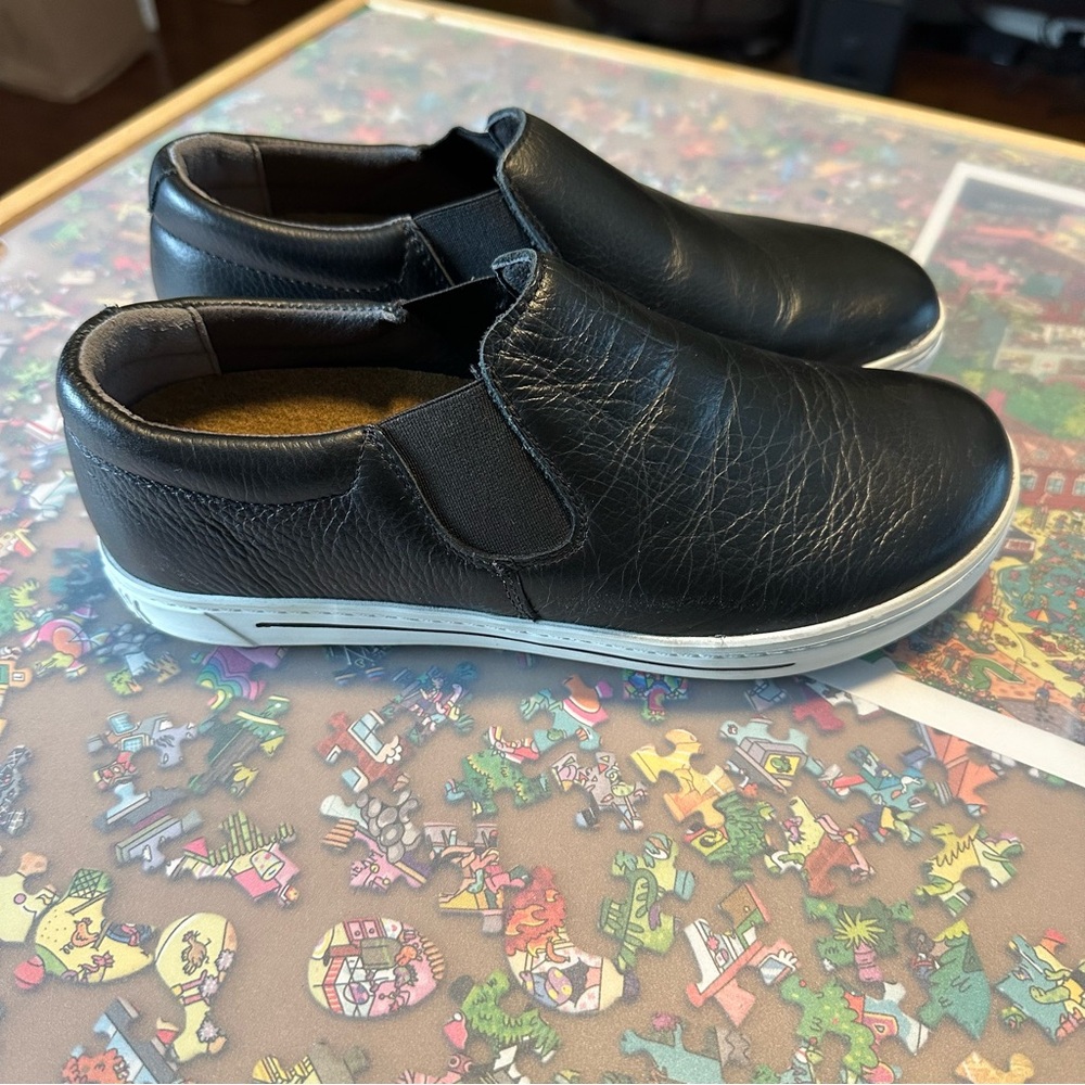Birkenstock QO 400 Black Leather Slip-On Sneakers - Picture 9 of 13